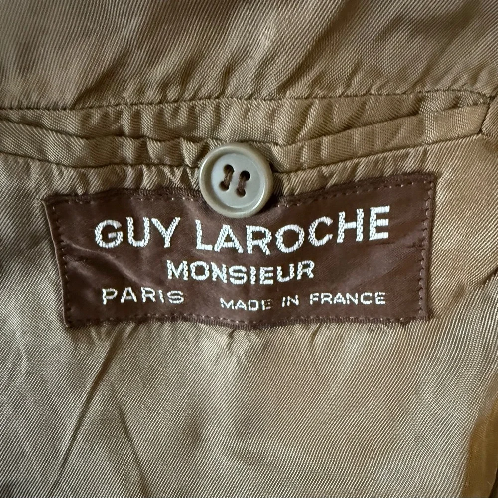 Vintage Guy Laroche Monsieur Paris tan wool tweed blazer - 40 Regular (40R) - Picture 6 of 8